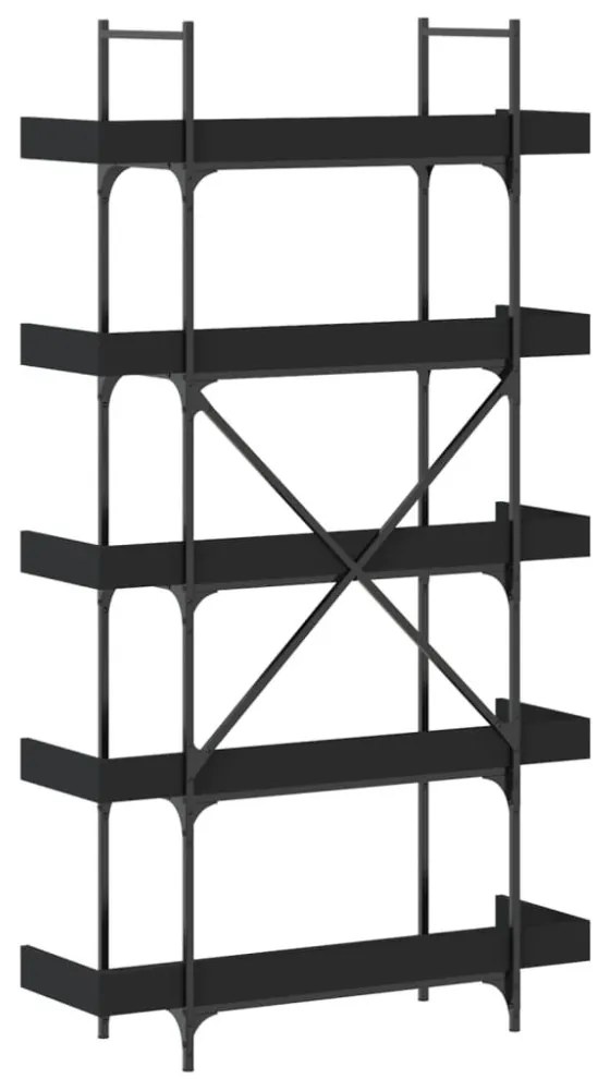 5-szintes fekete szerelt fa könyvespolc 100 x 33 x 180,5 cm