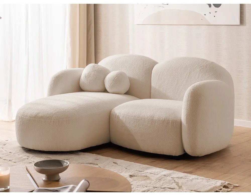 Világosbarna buklé sarokkanapé (bal oldali-heverő résszel) Orbit – Ropez