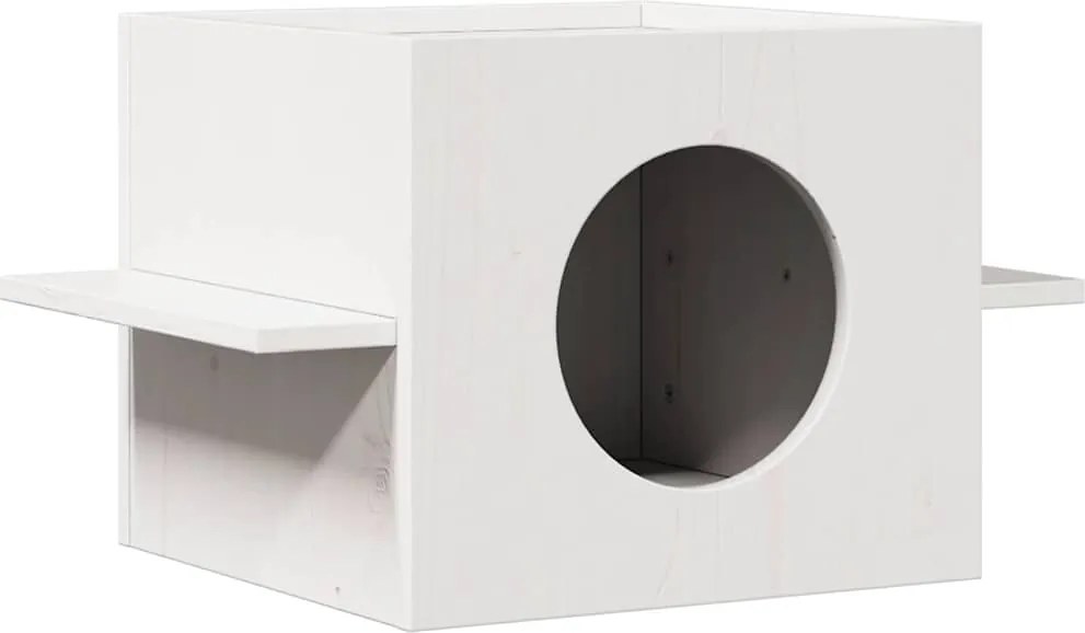 vidaXL tömör fenyőfa macskaház fehér 51x35x30 cm