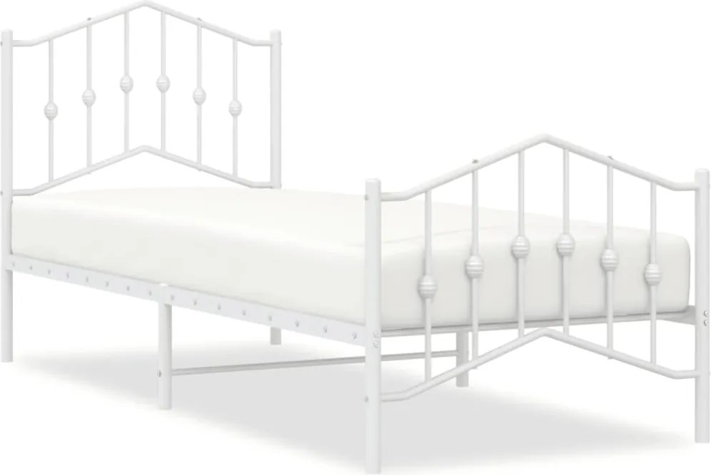 vidaXL fehér fém ágykeret fej- és lábtámlával 80 x 200 cm