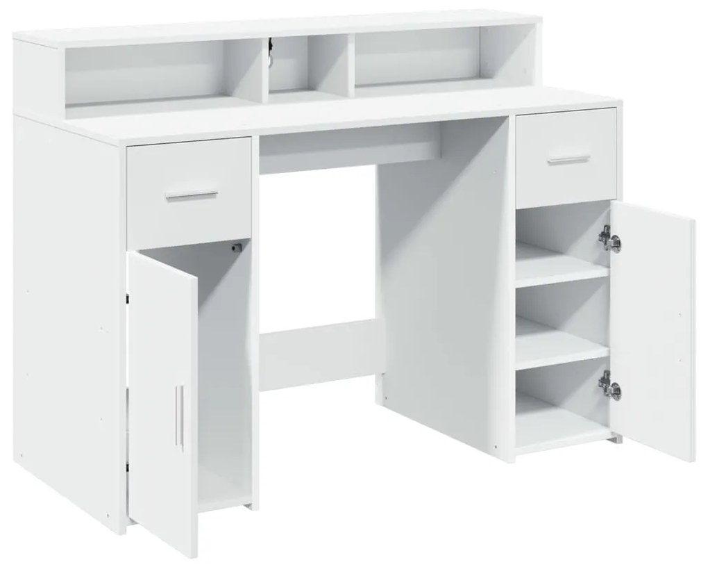 fehér szerelt fa íróasztal LED-világítással 120 x 55 x 91 cm