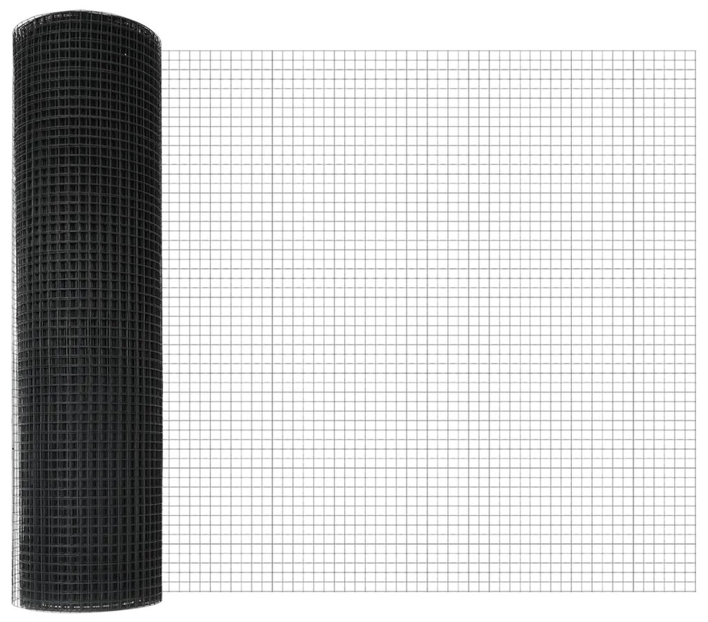Hegesztett Drótkerítés 13 Oszloppal Szürke 0.8x25 m Acél