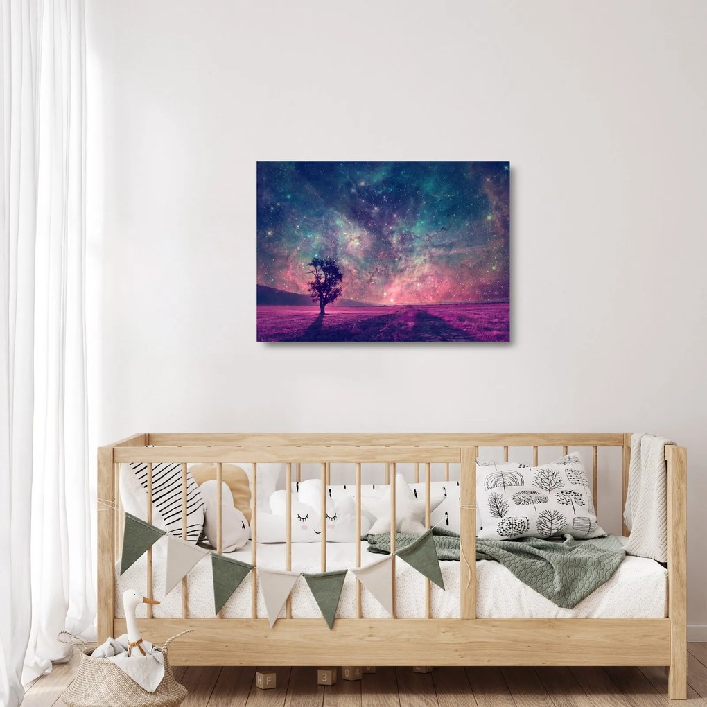 Kép - természetfeletti éjszakai égbolt (üvegen) (70x50 cm)