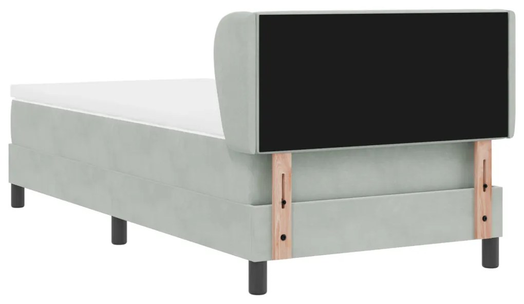 Boxspring Ágy Mattal Világosszürke 90x200 cm Bársony