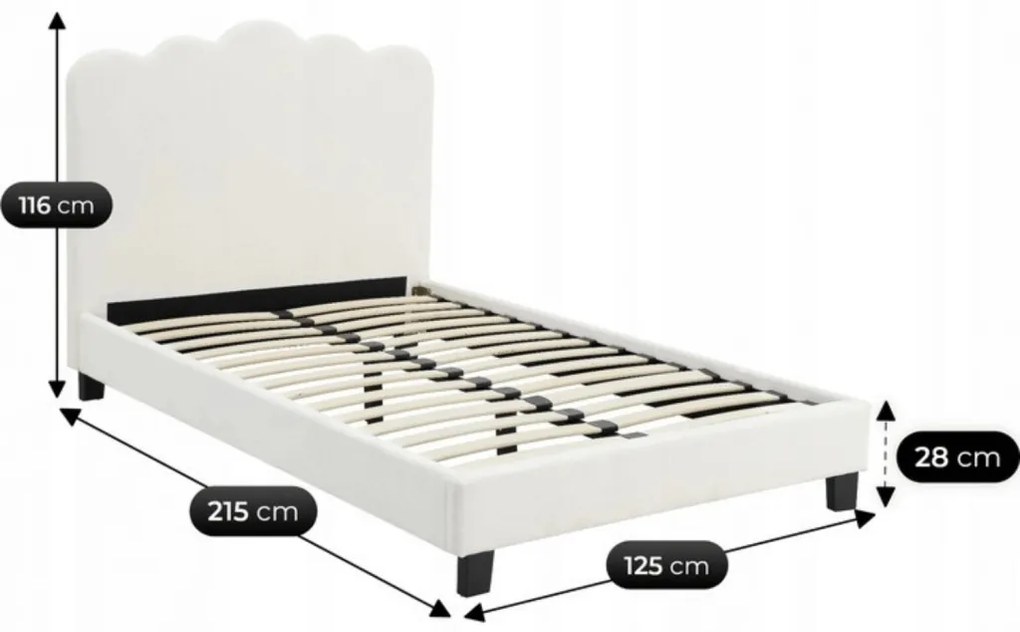 CRATER 120×200 cm franciaágy krém színű szövettel