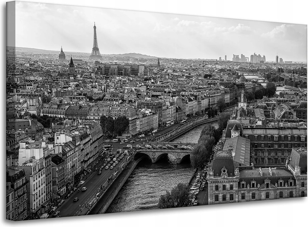 Vászonkép Párizs fekete-fehér a hegyről 100X60