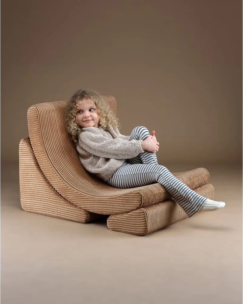 Barna kordbársony gyerek fotel Moon – Wigiwama