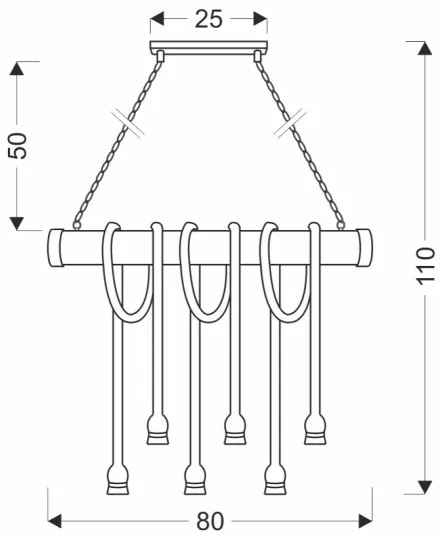 Láncos csillár VINT 6xE27/40W/230V bambusz