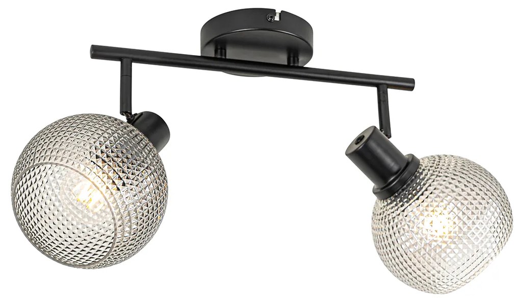 Design spotlámpa fekete füstüveggel 2-lámpás - Chico