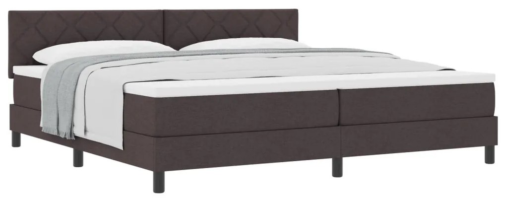 vidaXL Boxspring Ágy Mattal Sötétbarna 200x200 cm Szövet