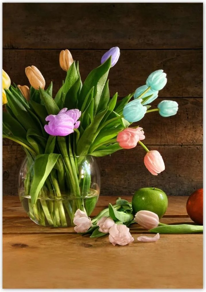 Poszterek 70x100 Csokor Színes tulipánok