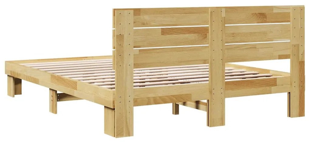 ágykeret fejtámlával matrac nélkül 135x190 cm tömör fa tölgyfa