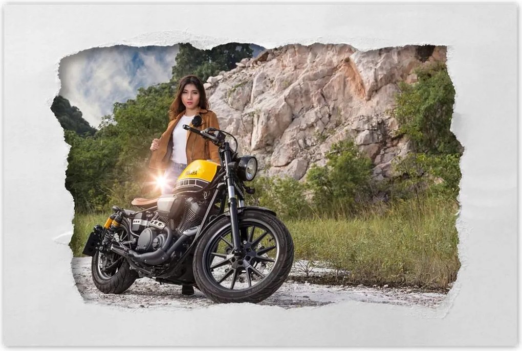 Poszterek 90x60 Chick egy motorkerékpáron