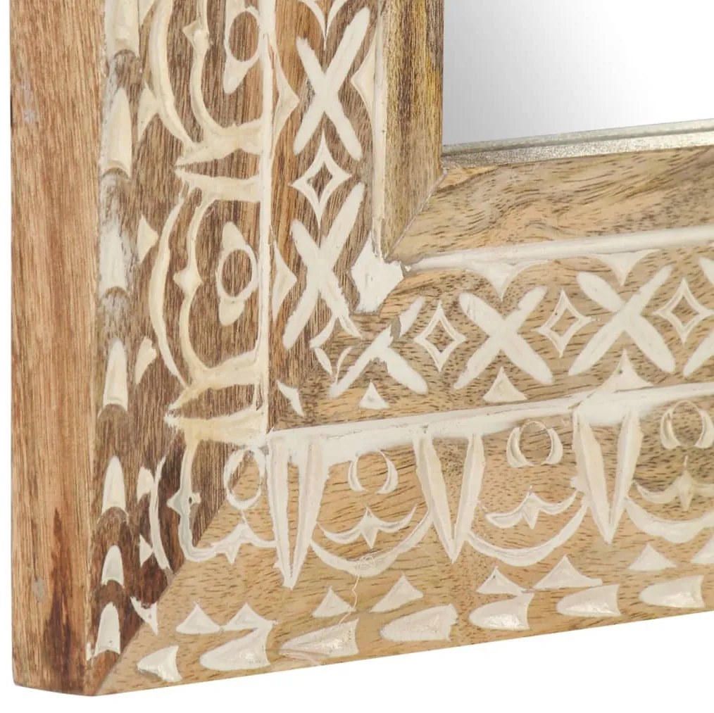 kézzel faragott tömör mangófa tükör 50 x 50 x 2,6 cm