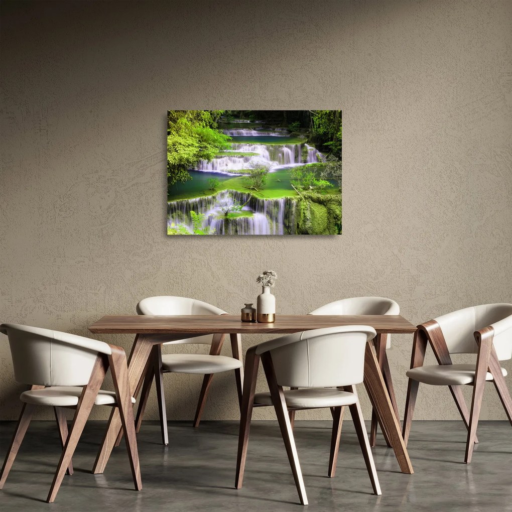 Kép - Huay Mae Khamin vízesések, Kanchanaburi, Thaiföld (üvegen) (70x50 cm)