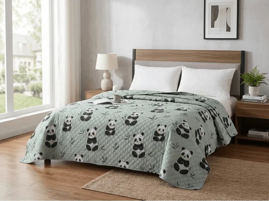 Ágytakaró PANDA RELAX zöld Méret: 170 x 210 cm