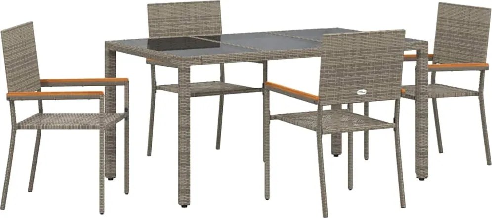 vidaXL Kert étkező szett 5 pcs Szürke polirattan