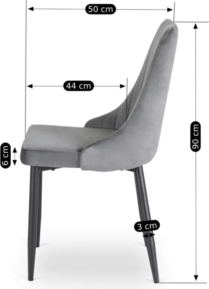 Étkezőszék szürke bársony kárpittal – BARI