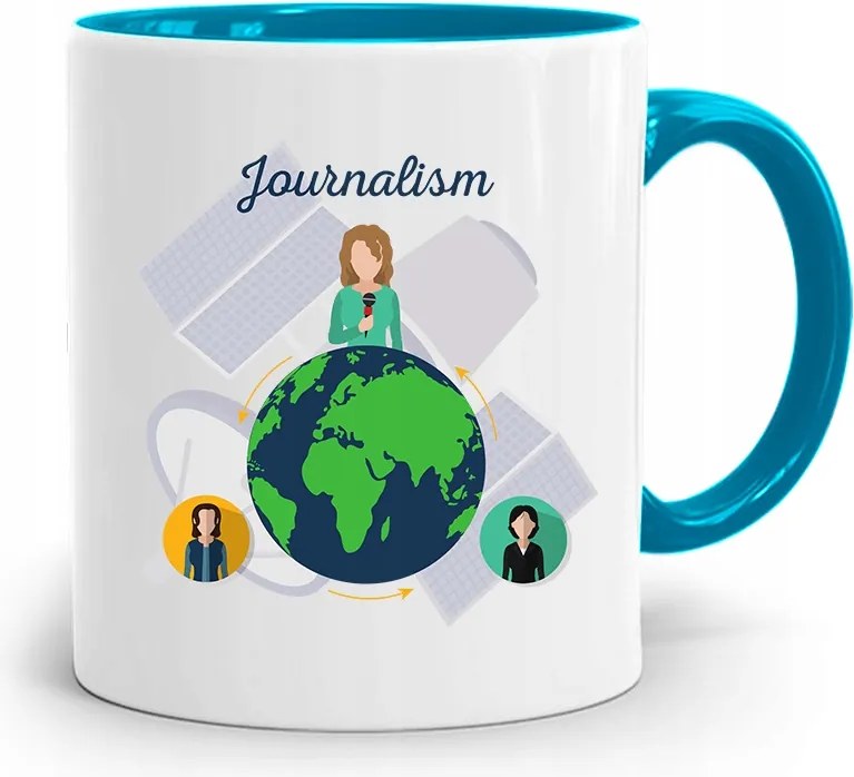 Kék Bögre Ajándék Riporter Újságírónak, fényképes nyomattal