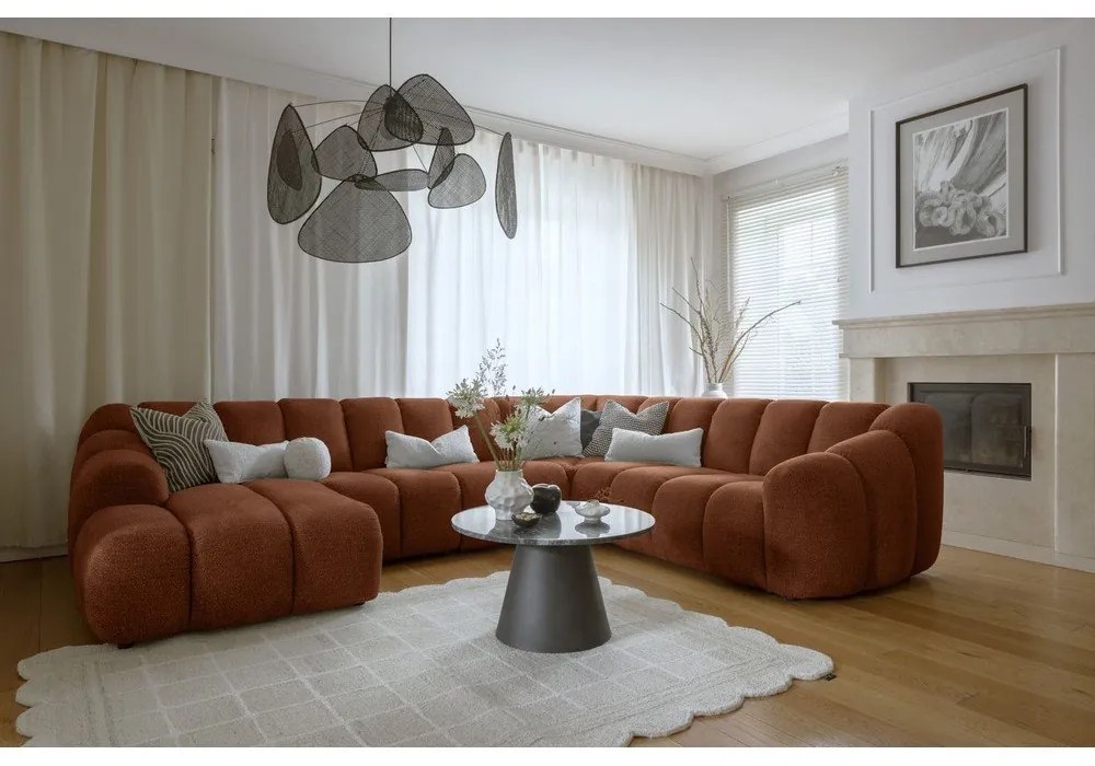 Terrakotta színű sarokkanapé (jobb oldali-U alakú) Shell – Miuform
