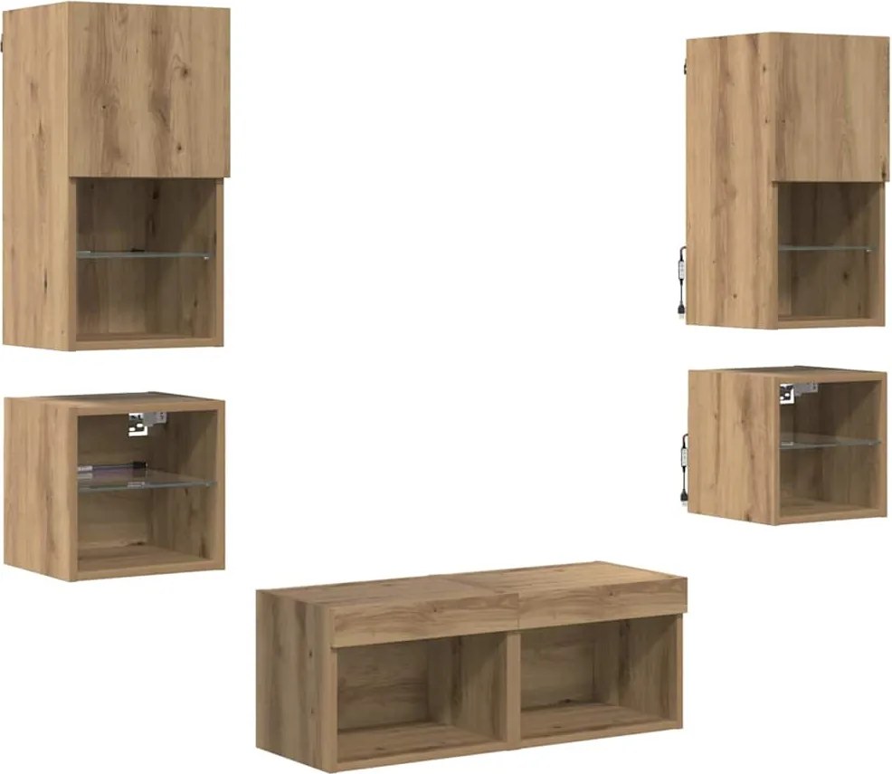 vidaXL TV Fali Egységek 8 pcs Artisan tölgy Faanyag