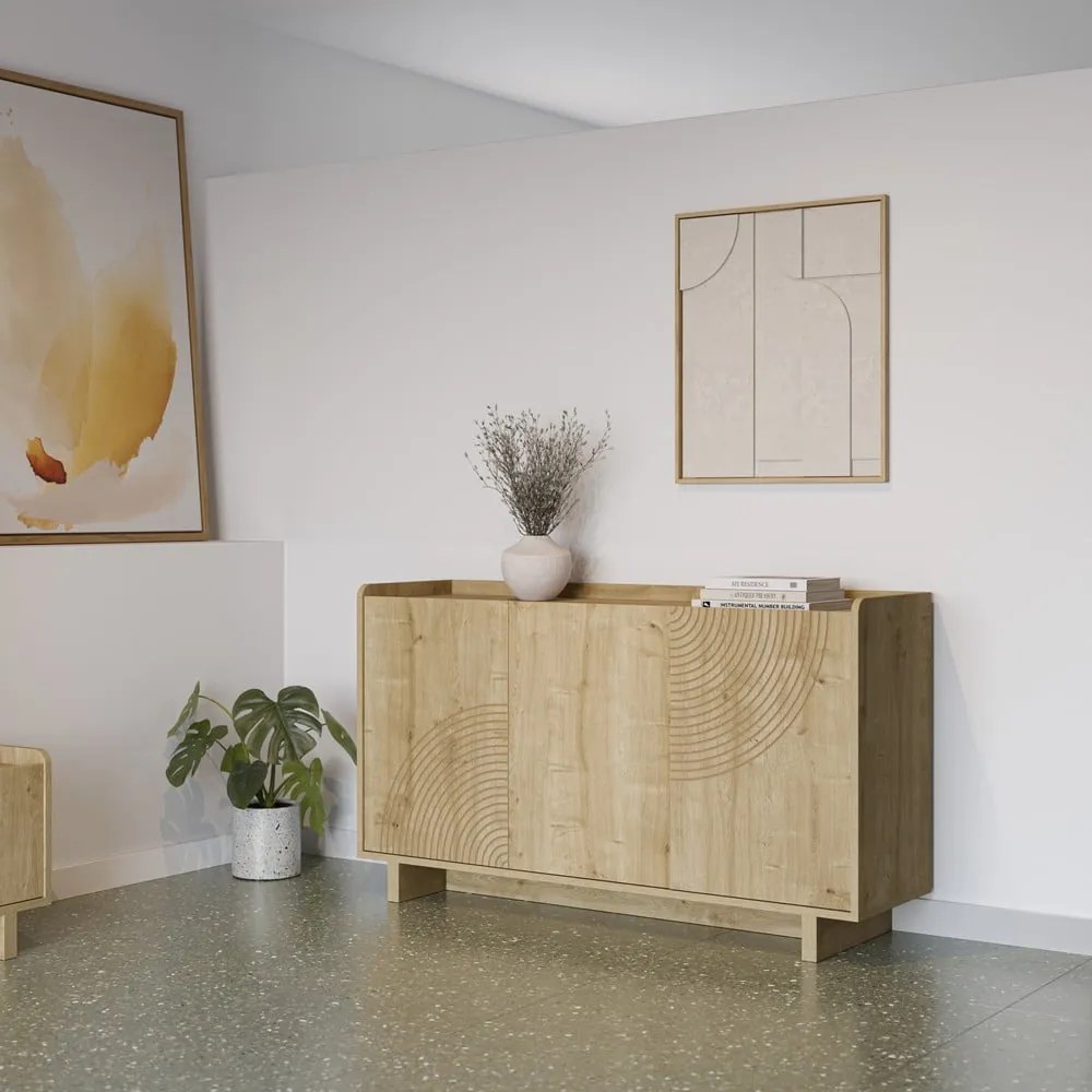 Natúr színű komód tölgyfa dekorral 140x80x40 cm Daira – Marckeric