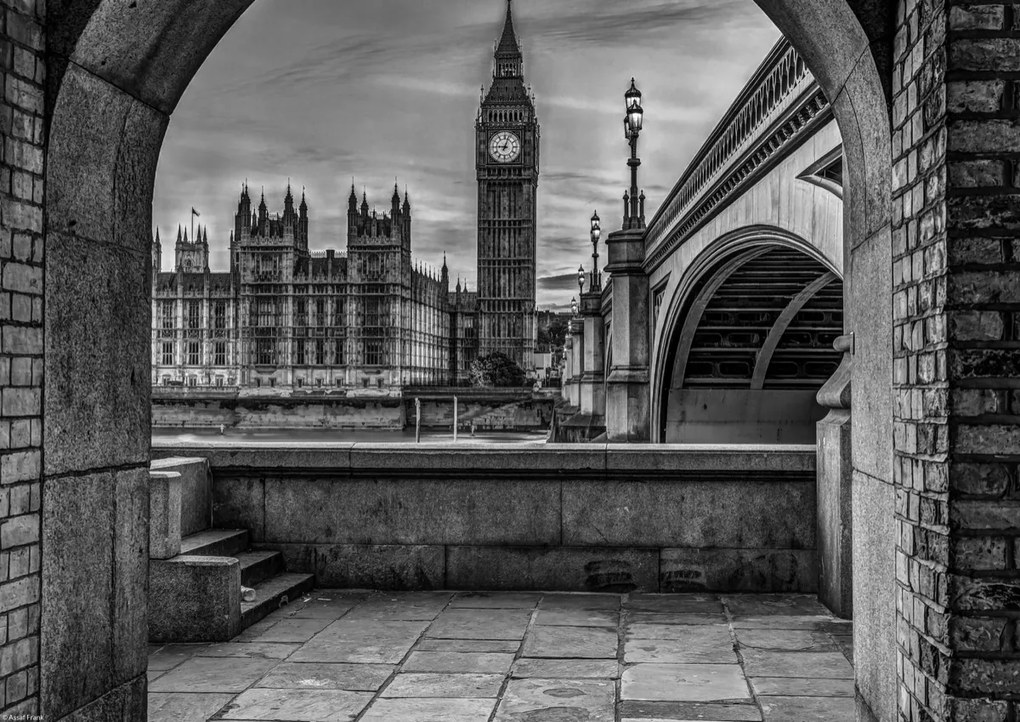 Poszter 42x29,7cm Kilátás a Big Benre az íven keresztül, Assaf Frank