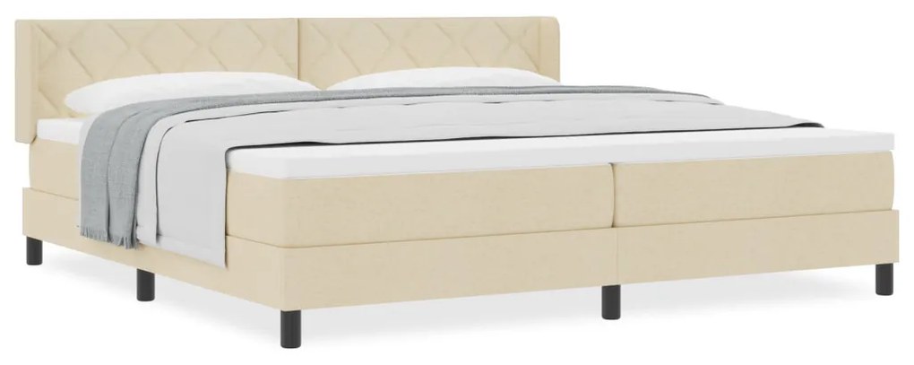 Boxspring Ágy Matrac Kígyóban Krém 200x200 cm Szövet