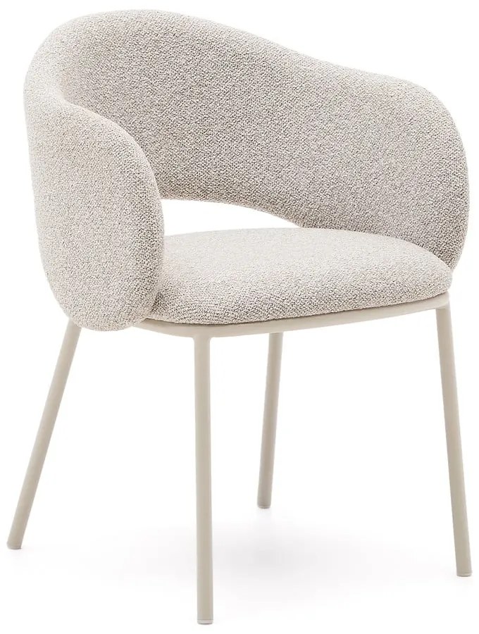 Elefántcsont színű kárpitozott étkezőfotel Maina – Kave Home
