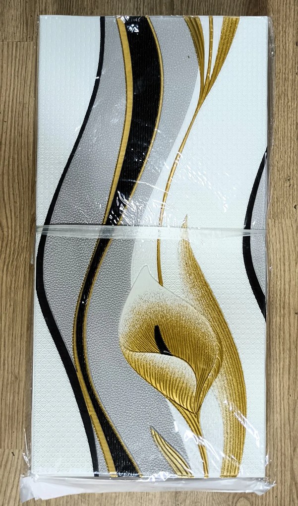 10 Darab Öntapadós 3D falmatrica Tapéta Arany Virág Nonfiguratív Mintával Szalon 70x 70 x 0,6 cm-es méretben