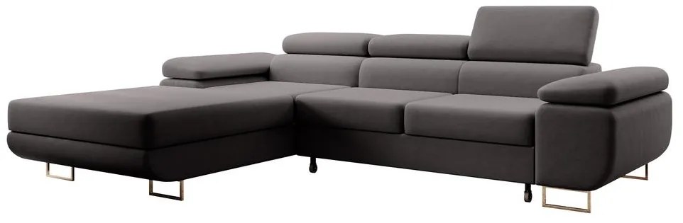 Sarokkanapé Grande (B) (világos szürkés fekete + króm). 1100552