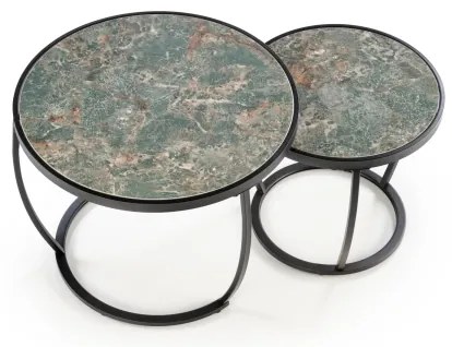 2 db AURORO dohányzóasztal szett zöld/antracit