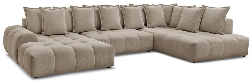 Szürkésbarna zsenília kinyitható-tárolóhelyes sarokkanapé (jobb oldali-U alakú) Everest – Bobochic Paris