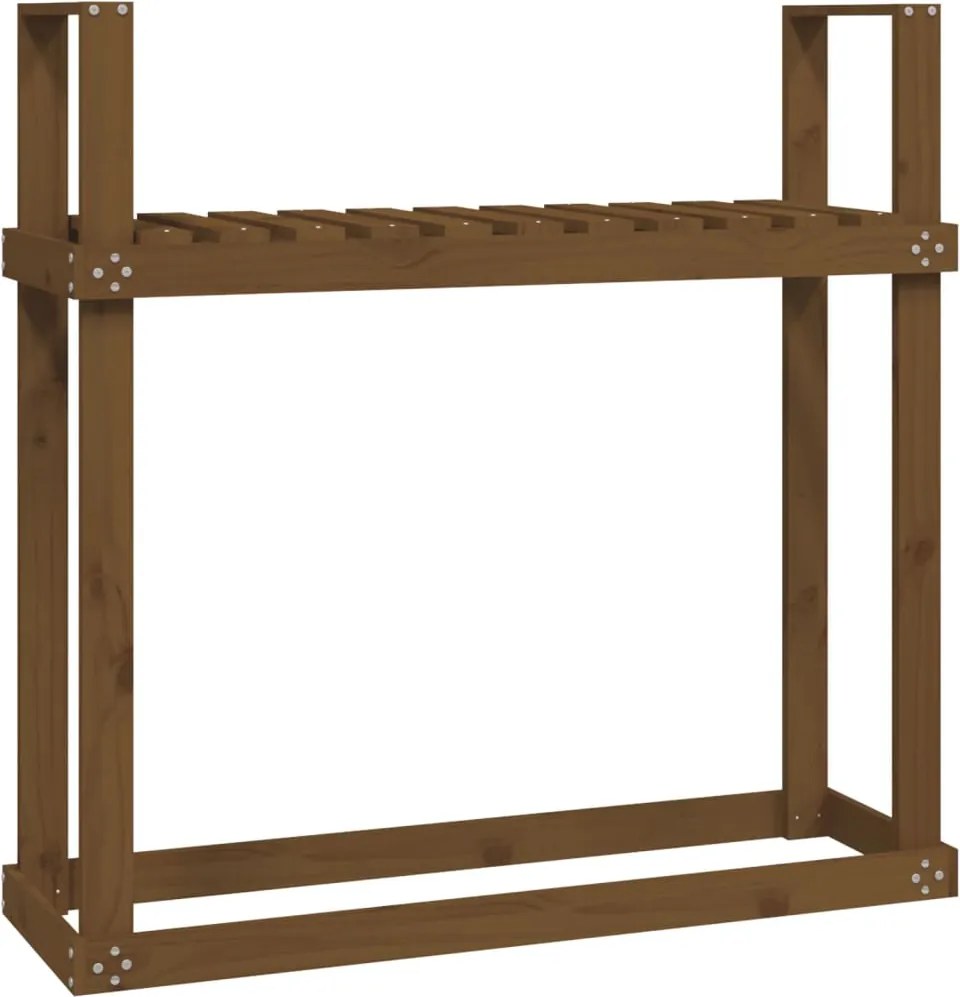 vidaXL mézbarna tömör fenyőfa tűzifatartó állvány 110 x 35 x 108,5 cm