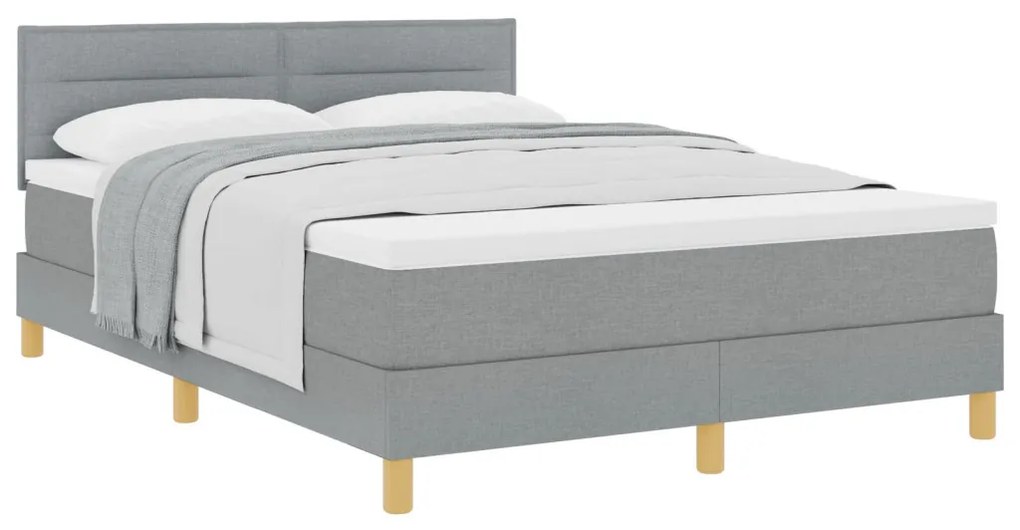 Box Spring Ágy Matraccal Világosszürke 140x190 cm Szövet
