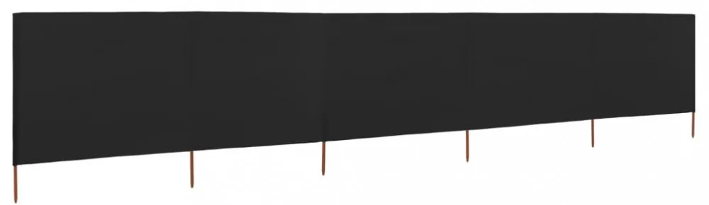 fekete 5 paneles szövet szélfogó 600 x 160 cm