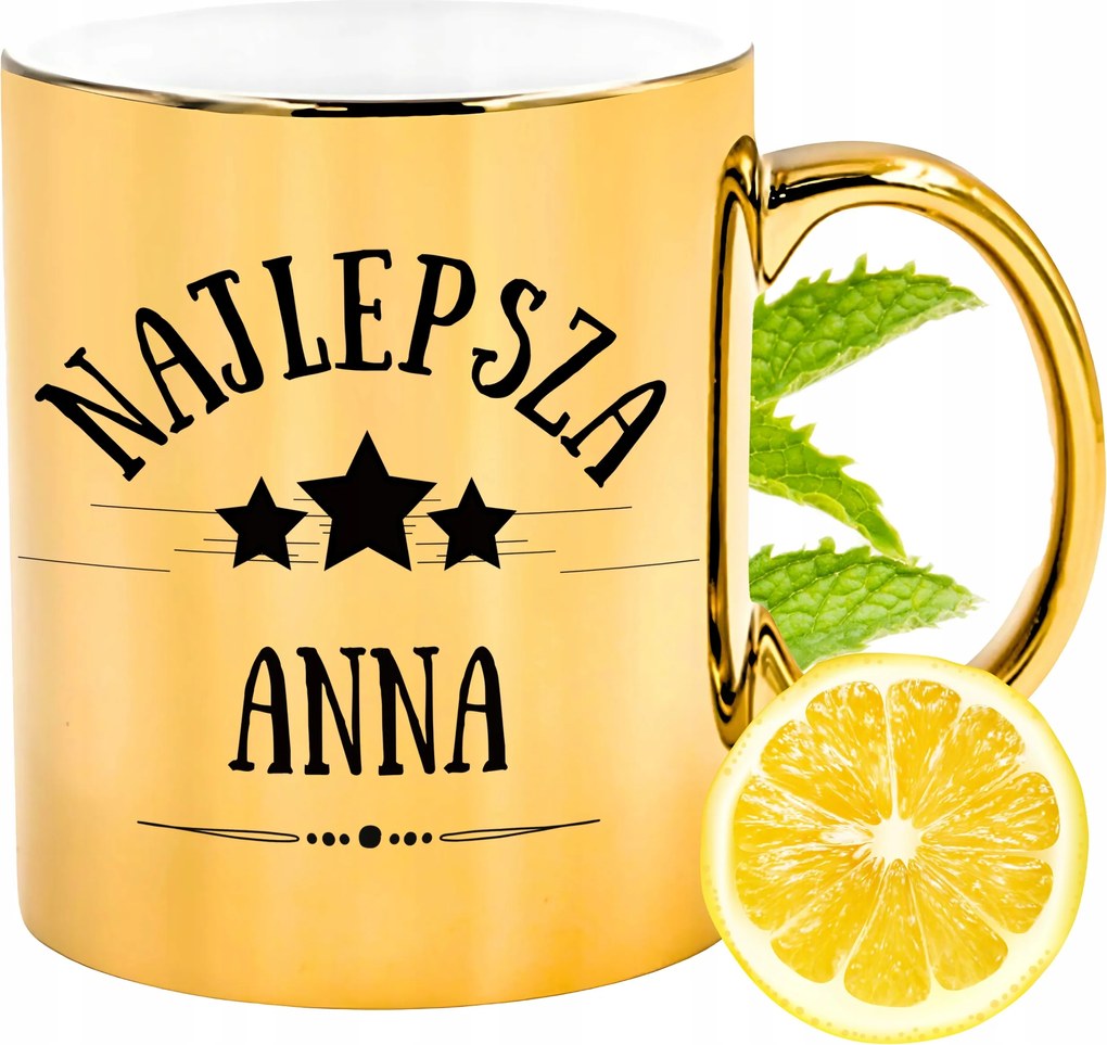 Prémium Arany Csillogó Bögre Anna Ajándék Nyomtatott Fotóval