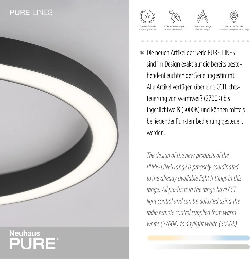 Paul Neuhaus modern mennyezeti lámpa pure-lines antracit pln6309-13