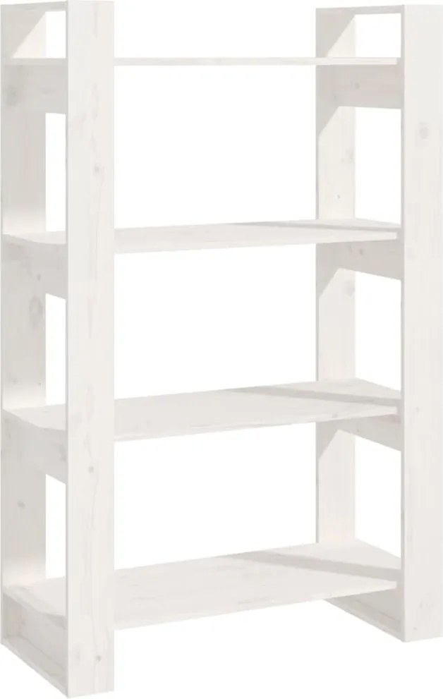 vidaXL fehér tömör fenyőfa könyvszekrény/térelválasztó 80x35x125 cm