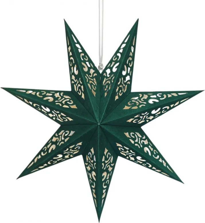Karácsonyi papír csillag, hétágú STARLET DELUXE 45 cm, zöld