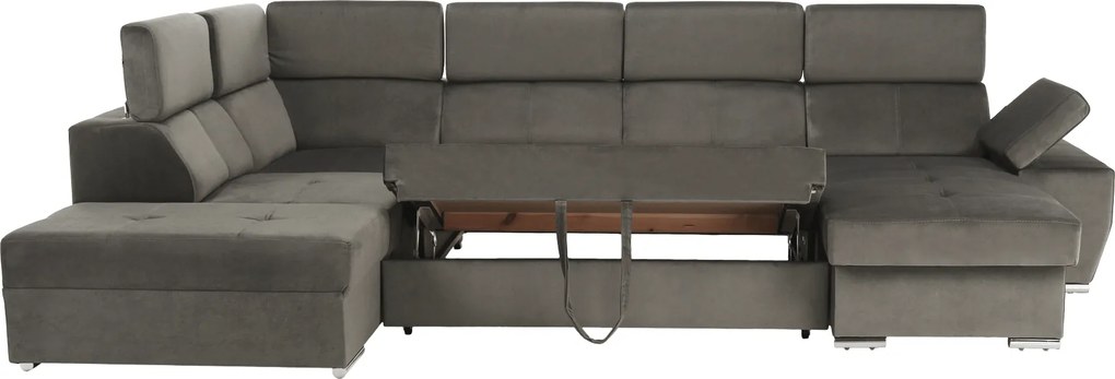 Ülőgarnitúra, szürkésbarna taupe, jobbos, LAMORA U