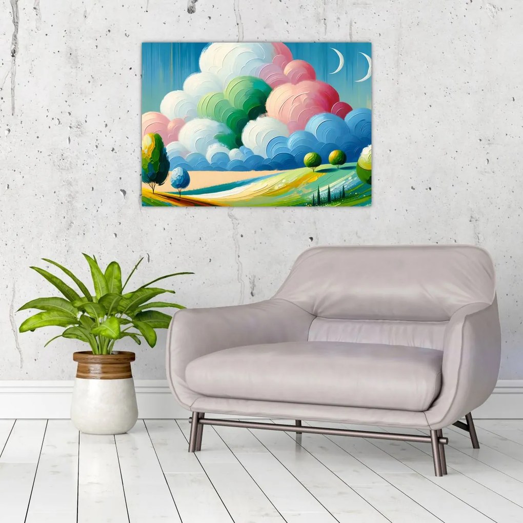 Üveg kép - Tájkép felhővel (70x50 cm)