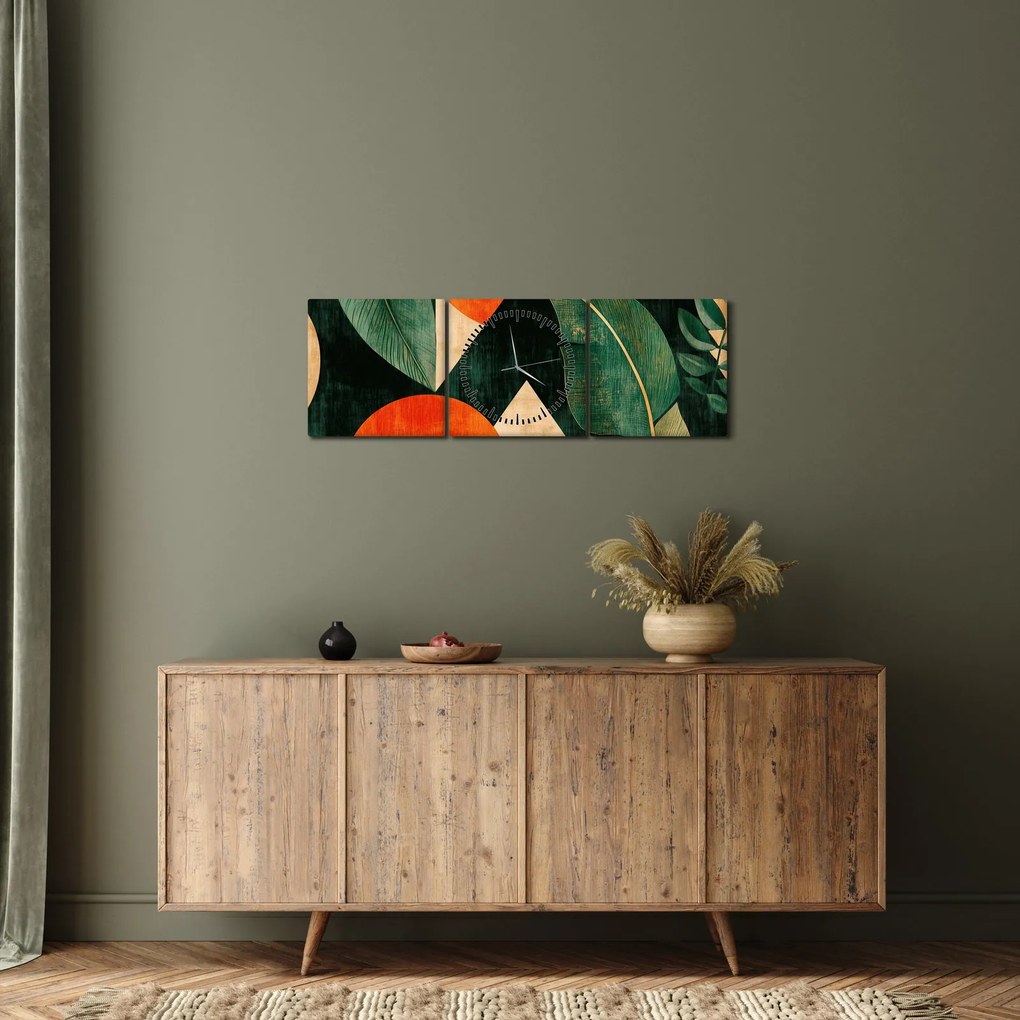 Kép - Geometrikus természeti minták II. (órával) (90x30 cm)