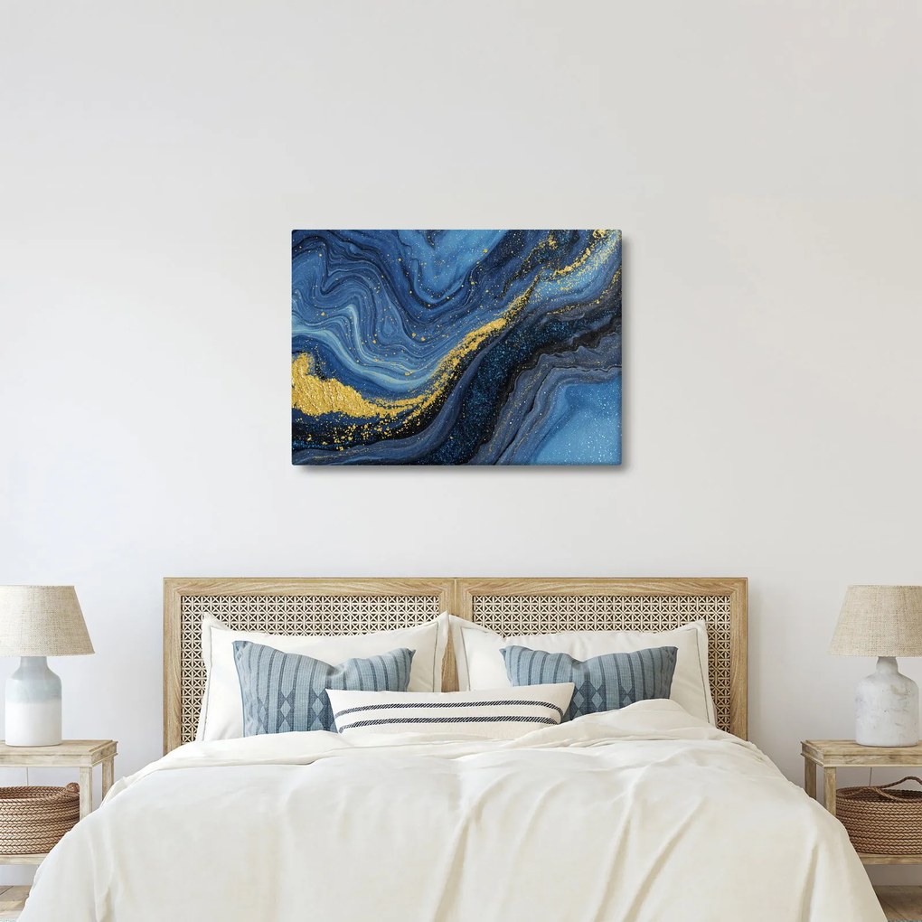 Kép - Kék-arany absztrakció (70x50 cm)