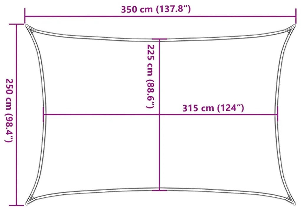 fekete HDPE napvitorla 160 g/m² 2,5 x 3,5 m