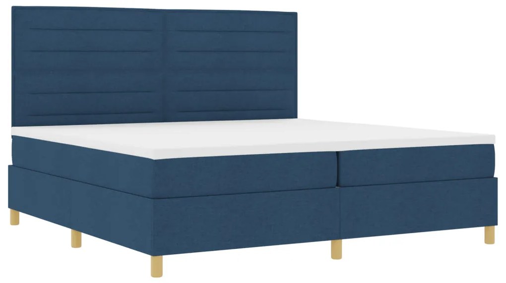 Box Spring Ágy Matrac Kék 200x200 cm Szövet