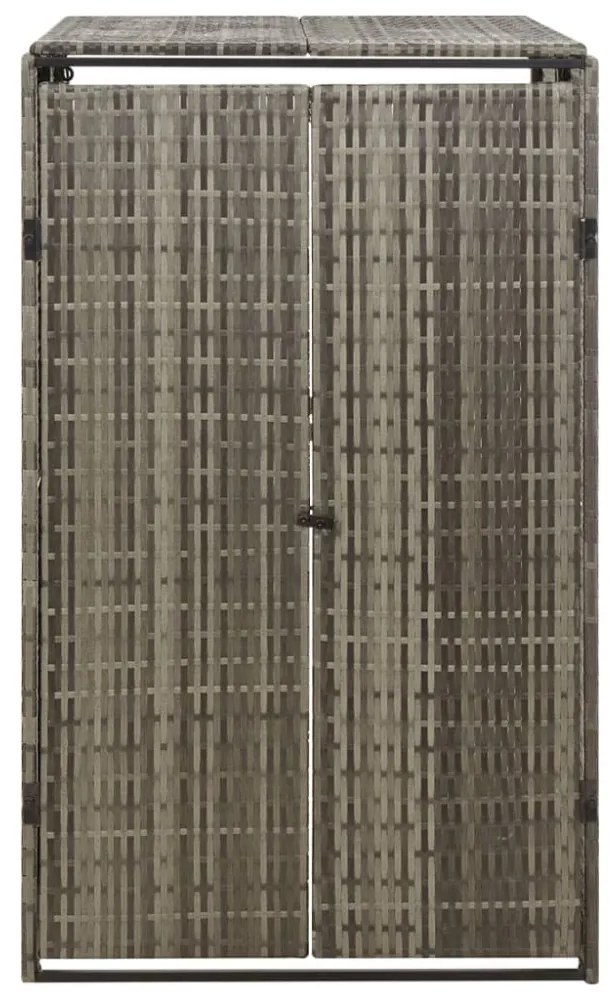 szürke polyrattan kerekes kukatároló fészer 70 x 80 x 117 cm