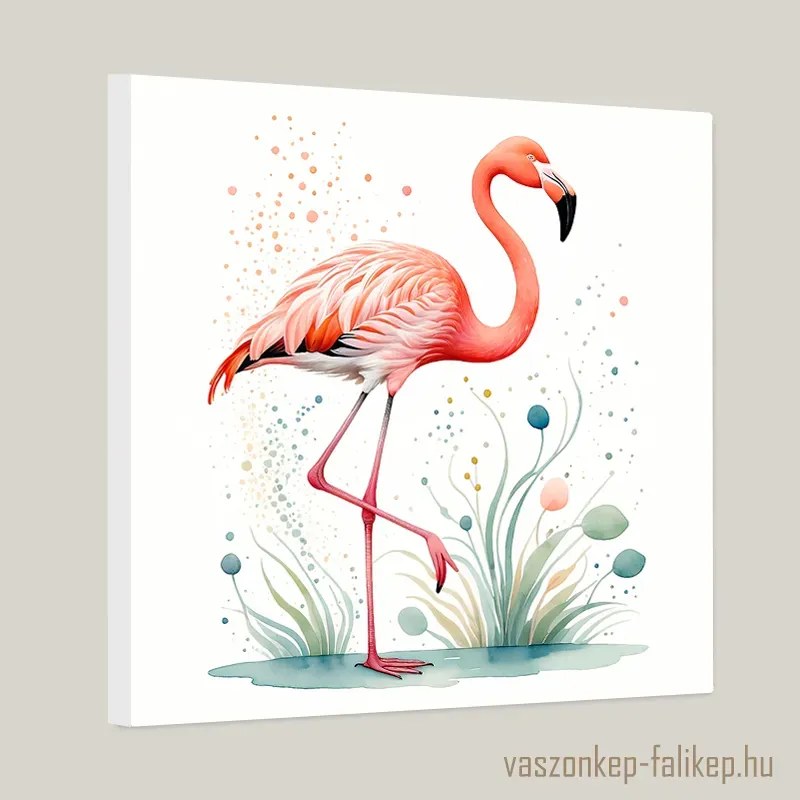 Flamingó illusztráció akvarell – elegáns prémium falikép 40x40cm