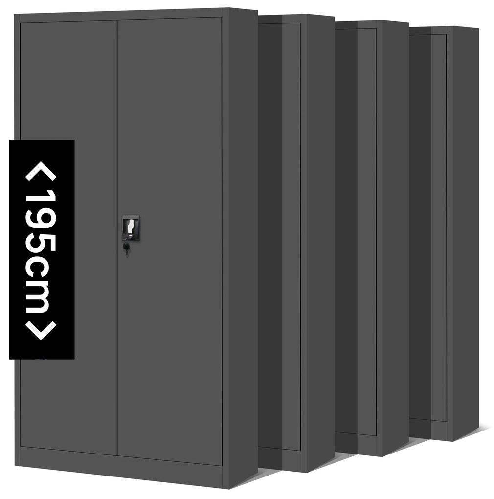 Set 4x fém iratszekrény JAN H, 900 x 1950 x 400 mm, antracit