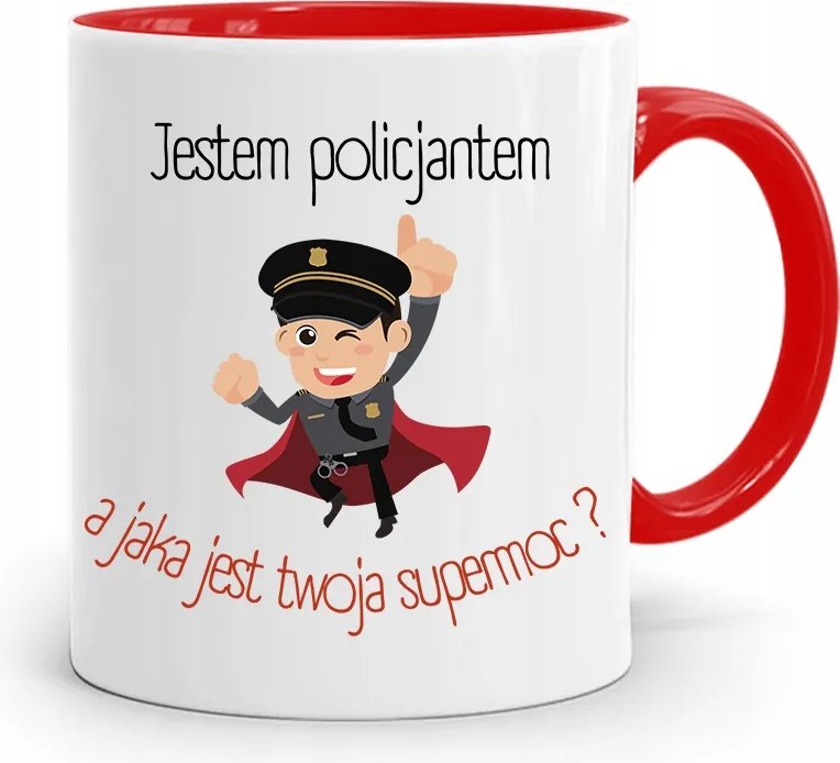 Piros Bögre Rendőrnőnek Szupererős, fényképes nyomattal